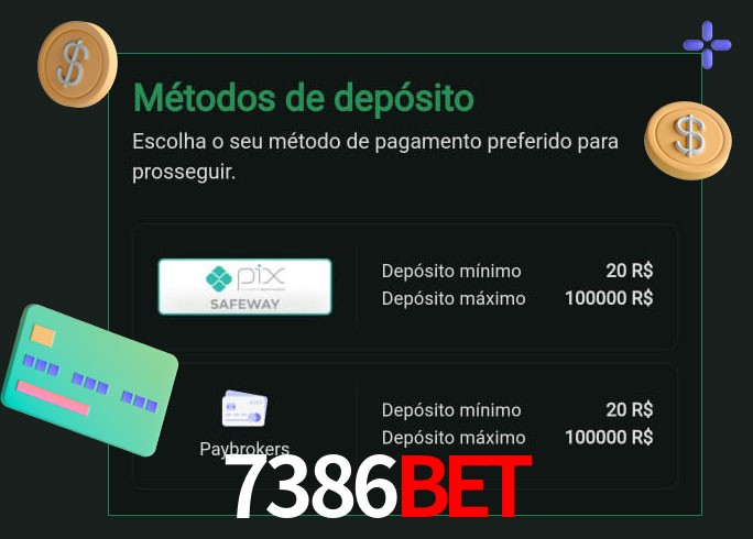 O cassino 7386Bet oferece uma grande variedade de métodos de pagamento